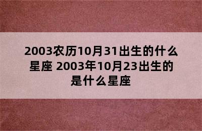 2003农历10月31出生的什么星座 2003年10月23出生的是什么星座